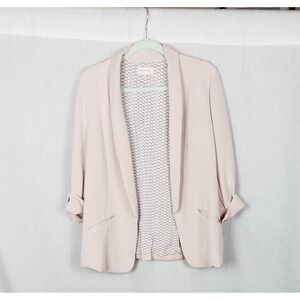 Skies Are Blue Pale Pink Open Front Blazer Jacket L Casual Office Work Spring